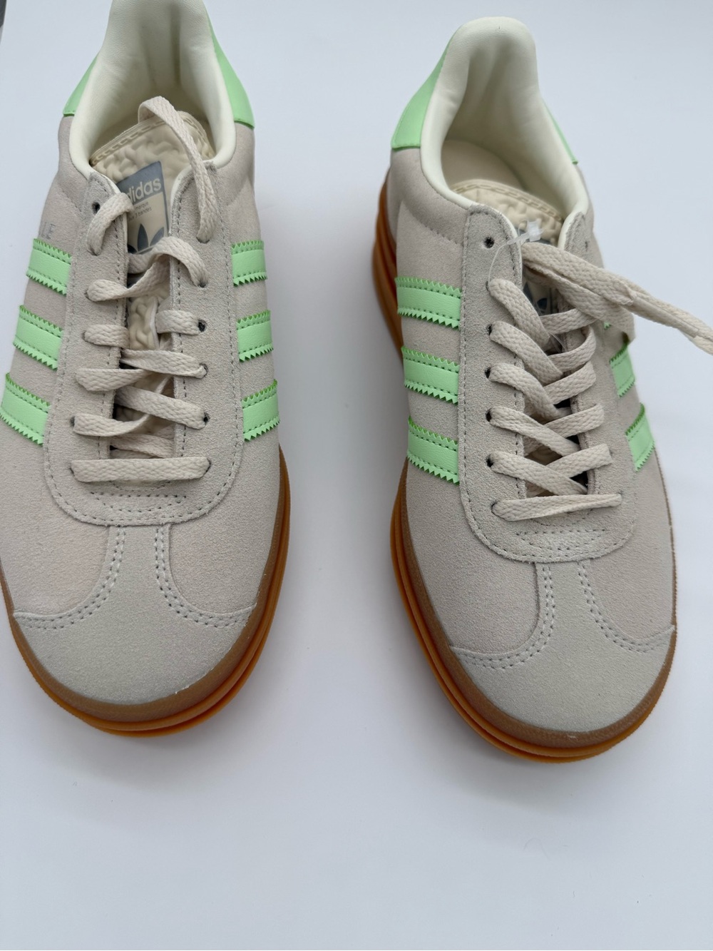 adidas Women’s Suede Sneakers in Beige with Mint and Gum Sole